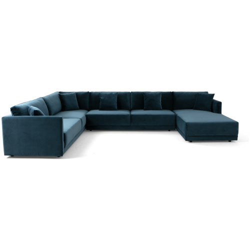 Domus 155" 3-pc 3-Sided Sofa Sectional Right, Petrol Velvet