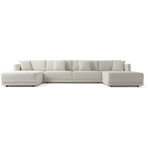 Domus 155" 3-pc U-Chaise Sofa Sectional, Blanc Boucle