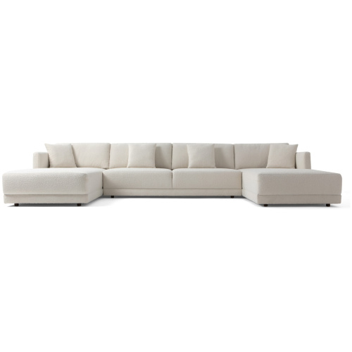 Domus 155" 3-pc U-Chaise Sofa Sectional, Blanc Boucle