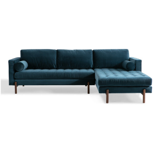 Dwell 108" Fabric Sofa Sectional Right, Petrol Velvet