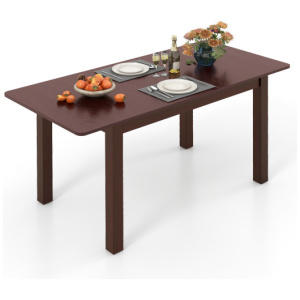 Extendable Folding Dining Table with Rubber Wood Frame and Safety Locks