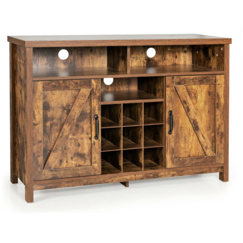 Farmhouse Sideboard with Detachable Wine Rack and Cabinets-Rustic Brown