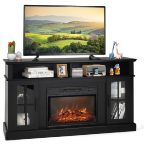 Fireplace TV Stand for TVs Up to 65 Inch with Side Cabinets and Remote Control-Black