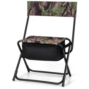 Foldable Patio Chair with Storage Pocket Backrest for Camping Hiking