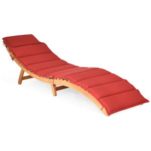 Folding Patio Lounge Chair with Double-Sided Cushioned Seat