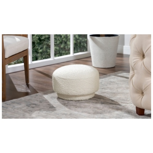 Fuji Mushroom Boucle Ottoman, Ivory White