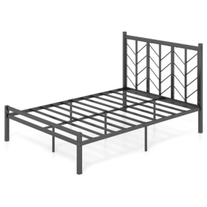 Full Size Platform Bed with Headboard and Metal Frame-Full Size