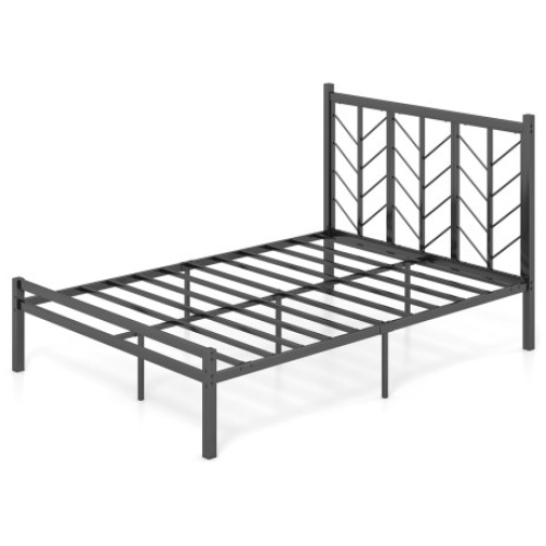 Full Size Platform Bed with Headboard and Metal Frame-Full Size