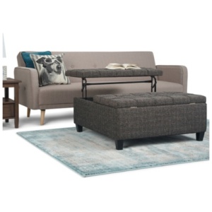 Harrison Square Coffee Table Ottoman with Storage, Ebony