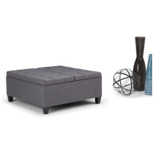 Harrison Square Coffee Table Ottoman with Storage, Slate Gray