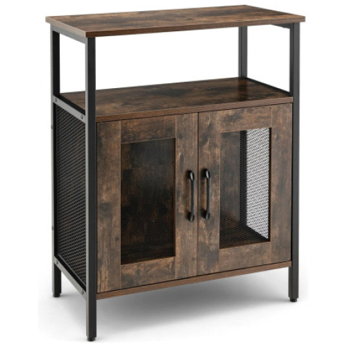 Industrial Sideboard Buffet Cabinet with Removable Wine Rack-Rustic Brown