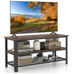 Industrial TV Stand up to 50 Inches with Power Outlets and USB Ports-Rustic Brown