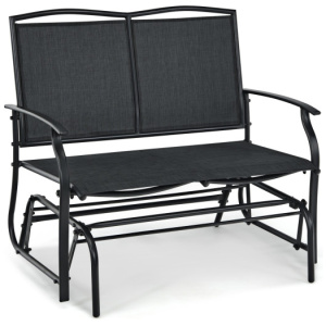 Iron Patio Rocking Chair for Outdoor Backyard and Lawn-Black