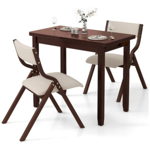 Kitchen Table Set for 2 Expandable Dining Table with 2 Upholstered Folding Chairs