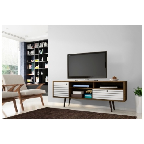 "Liberty 70" TV Stand", Rustic Brown/White