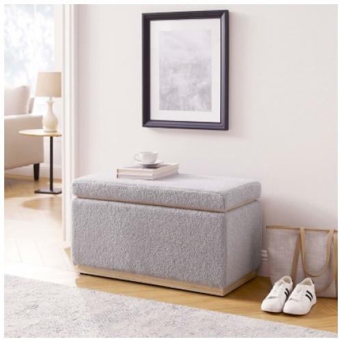 Linon Bridget Rectangle Ottoman, Light Gray