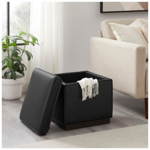 Linon Bridget Square Ottoman, Black