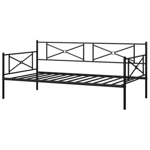 Metal Daybed Twin Bed Frame Stable Steel Slats Sofa Bed-Black