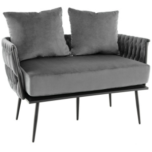 Modern Loveseat Sofa Upholstered Dutch Velvet Sofa Couch-Gray