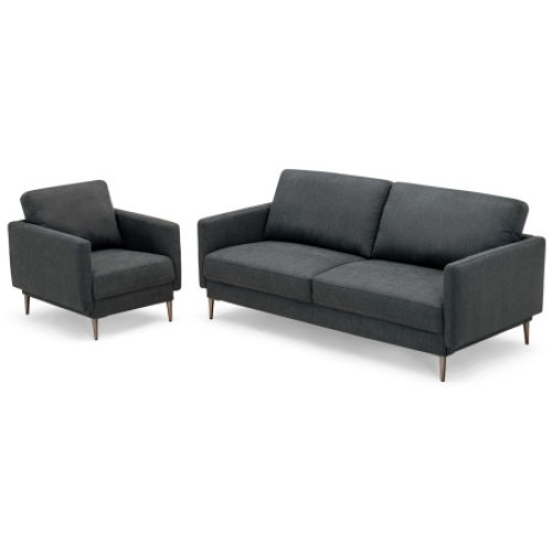 Modern Sofa Couch with Solid Metal Legs and Removable Backrest Cushion-Gray-Sofa Set