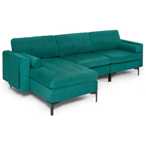 Modular 1/2/3/4-Seat L-Shaped Sectional Sofa Couch with Socket USB Port-3-Seat L-shaped