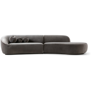 Moon 138" 2pc Right Facing Chaise Sofa, Truffle Velvet