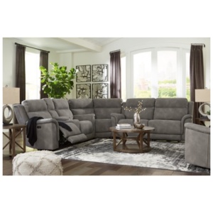 Next-Gen DuraPella Performance Fabric Dual Power Reclining 3-Piece Sectional with Recliner, Slate