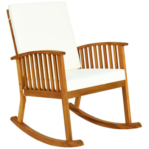 Outdoor Acacia Wood Rocking Chair with Detachable Washable Cushions