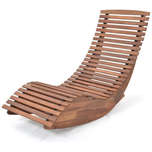 Outdoor Acacia Wood Rocking Chair with Widened Slatted Seat and High Back