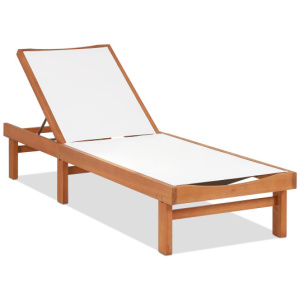 Outdoor Wood Chaise Lounge Chair with 5-Postion Adjustable Back