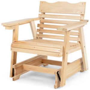 Outdoor Wood Rocking Chair with High Back and Widened Armrests