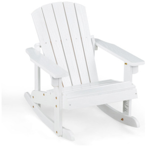 Outdoor Wooden Kid Adirondack Rocking Chair with Slatted Seat-White