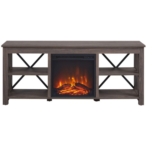 Paisley 58" TV Stand with Log Fireplace Insert