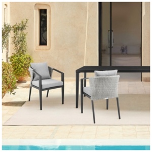 Palma Outdoor Patio Dining Chairs (Set of 2), Dark Gray