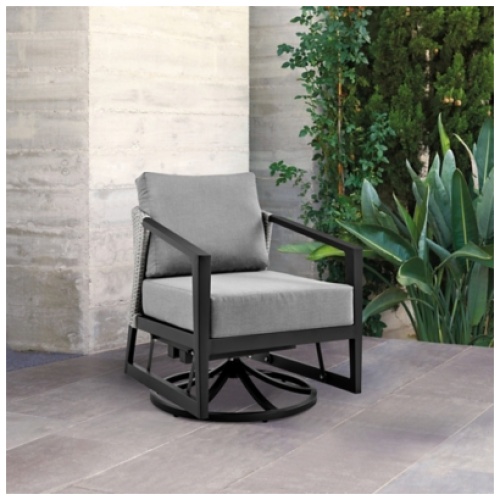 Palma Outdoor Patio Swivel Lounge Chair, Dark Gray