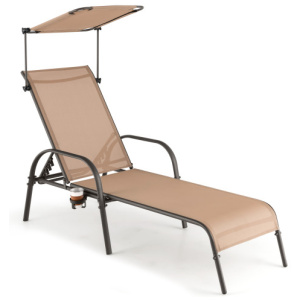 Patio Heavy-Duty 5-Level Adjustable Chaise Lounge Chair-Brown