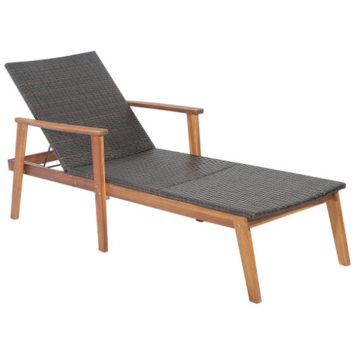 Patio Rattan Lounge Chair with 4-Position Adjustable Backrest