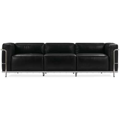 Roche 89" Leather Sofa, Black