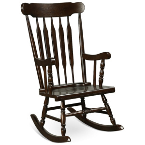 Rocking Chair with Solid Wooden Frame for Garden and Patio-Brown