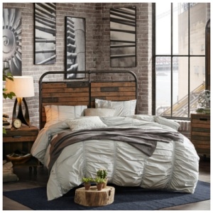 Selena Queen Headboard, Light Brown/Gun Metal