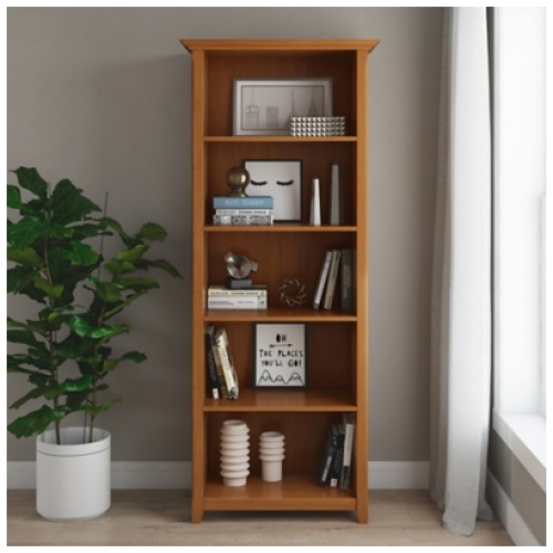 Simpli Home Amherst 5 Shelf Bookcase, Brown