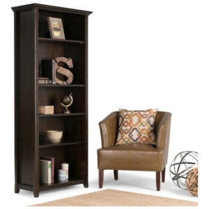 Simpli Home Amherst 5 Shelf Bookcase, Hickory Brown