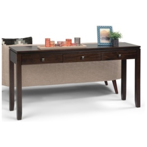 Simpli Home Cosmopolitan Wide Console Table, Mahogany Brown