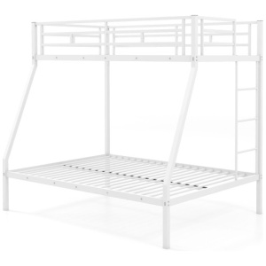 Space-saving Metal Slatted Bed Frame for Teens and Adults Noise-free No Box Spring Needed-White