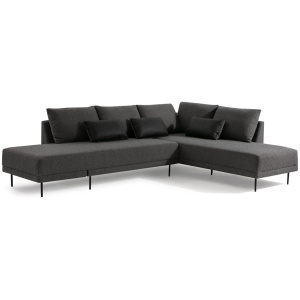 Stash 117" Fabric Sectional Sleeper Right, Gris & Black