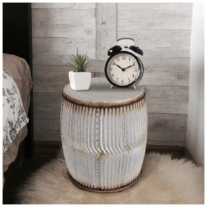 Storied Home Round Metal Stool/side Table, Silver