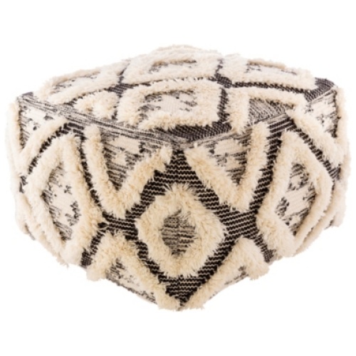 Surya Apache Pouf, Cream/Black