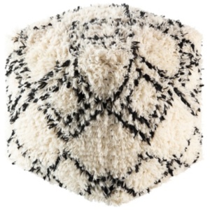 Surya Palmer Pouf, Cream/Black