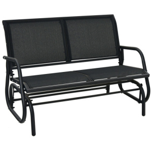 Swing Glider Chair 48 Inch Loveseat Rocker Lounge Backyard-Black