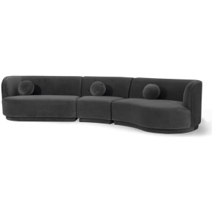 Swoosh Modular 147" Moab East 3-pc Sofa, Fossil Velvet